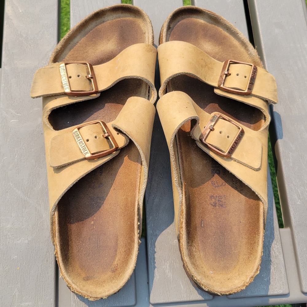 Birkenstock Arizona Two Strap Sandals Tan Brown Nubuck Suede Size M 9 W 11 EU 42 - Picture 7 of 11